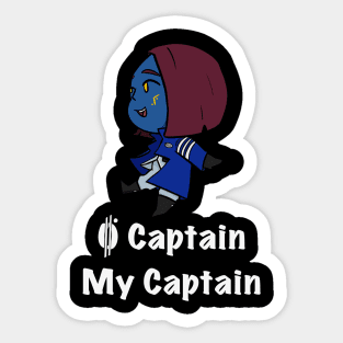 (White Font) O Chibi Captain Sticker